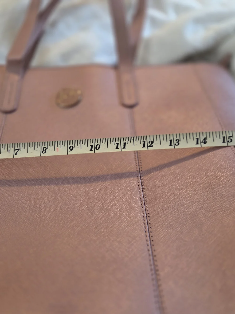 Joy Mangano Metallic Rose Pink Large Leather Travel Tote